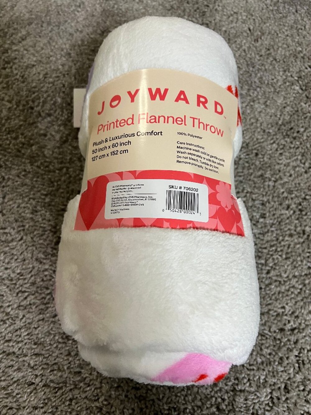 Joyward Conversation Hearts Flannel Throw Blanket, 50 X 60 in